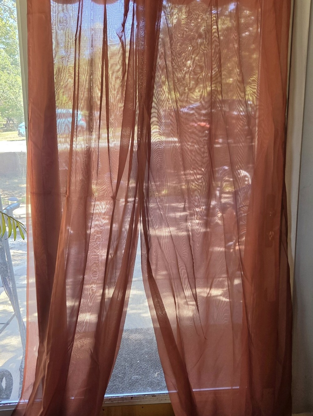 S. Lichtenberg Terracotta Orange Sheer Curtain Panels Set of 2 Rod Pocket Pair